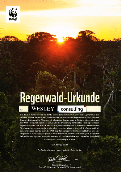 Regenwald Urkunde